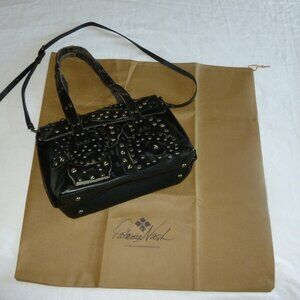Patricia Nash Bag Black Leather Studded Link PERF Collection Handbag New
